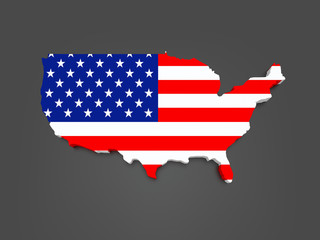 Three-dimensional map of USA