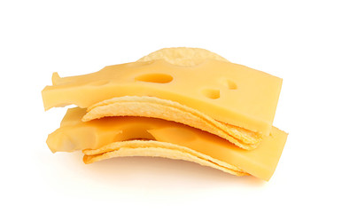 Potato chips with cheese slices