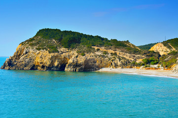 Naklejka premium Strona główna Mort Beach w Sitges w Hiszpanii