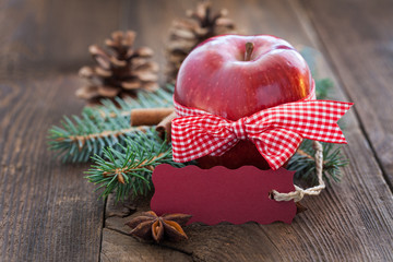 Apfel mit Schild