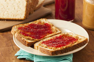 Homemade Peanut Butter and Jelly Sandwich