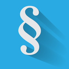 Paragraf Papier Weiß Long Shadow Hintergrund Blau