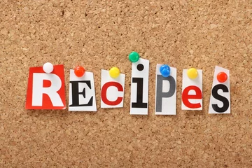 Foto op Plexiglas The word Recipes on a cork notice board © thinglass