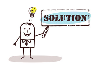 businessman with solution sign