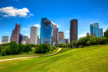 Badkamer foto achterwand Houston Texas Skyline moderne skyscapers en blauwe lucht © lunamarina