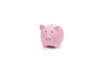 Pink Piggy Bank isolated with white background