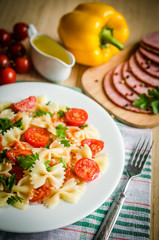 Farfalle pasta with cherry tomatoes