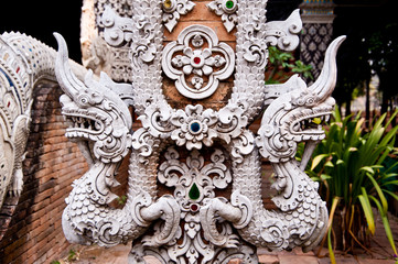 king of naga statue in thai temple