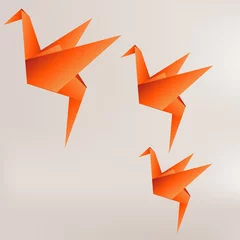 Papier Peint photo Animaux géométriques Oiseau en papier origami sur fond abstrait