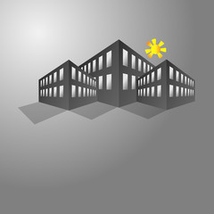 Vector Buildings with yellow sun and shadow