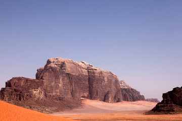 The typical landscape of Jordan Wadi Rum desert