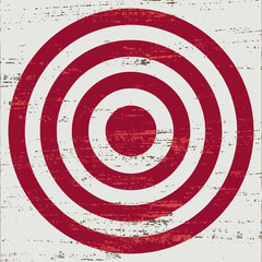 Vintage red target on white scratched background