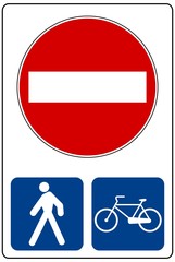 DIVIETO TRANSITO AUTOVEICOLI CONCESSO SOLO PEDONI E BICICLETTE