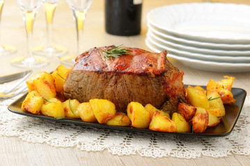 Roast beef con patate