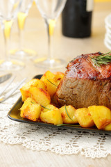 Roast beef con patate