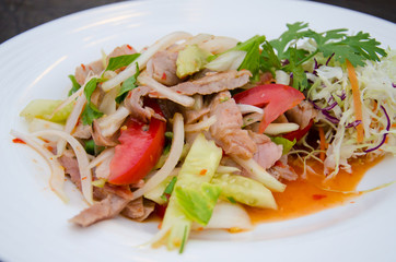 spicy salad with Roasted pork