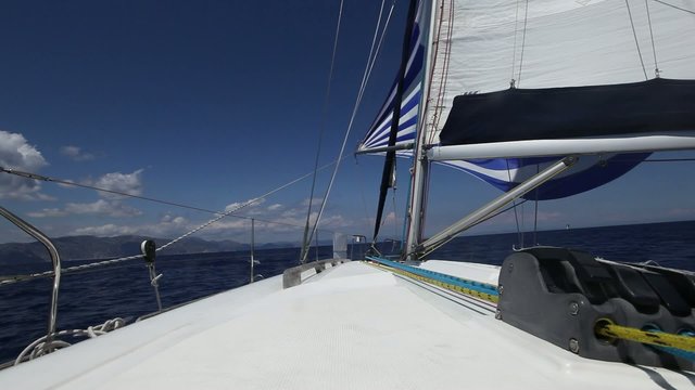 Sailing boat shot in full HD at the Saronic Gulf.