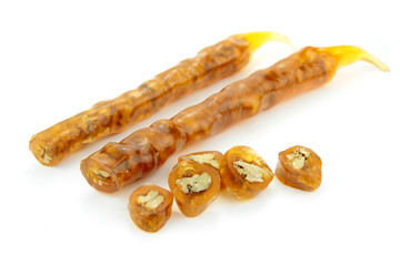 Turkish sweet, walnut raisin sausage and slices