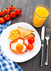 Fried egg in sweet paprika