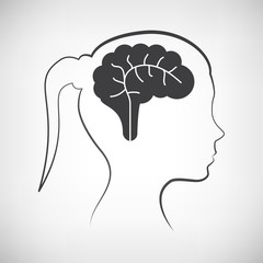 Frauenkopf mit Gehirn