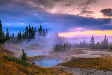 Sunrise in West Thumb Geyser Basin - Yellowstone