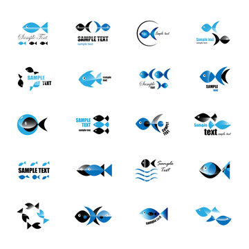 Fish Icons Set - Isolated On White Background