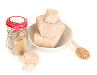Dry yeast isolated on white