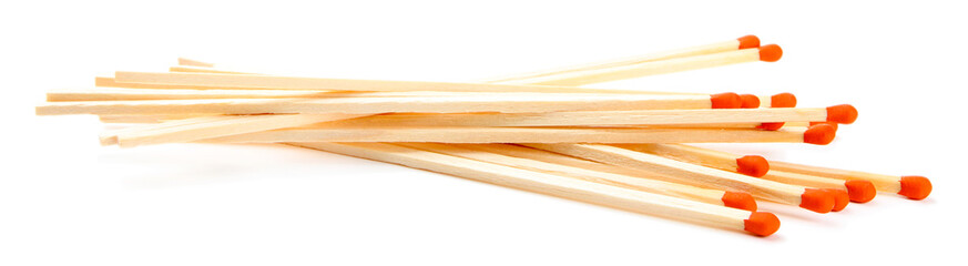 Long matches for fireplace, isolated on white