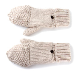 Wool fingerless gloves, isolated on white
