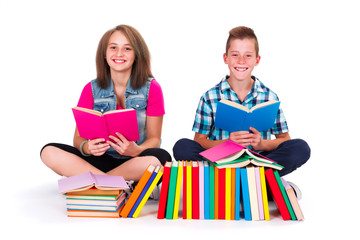 Students reading books