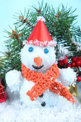 Beautiful snowman on snow