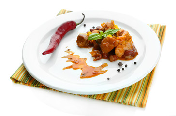 Chili Corn Carne - traditional mexican food, isolated on white