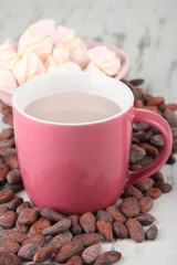 Cocoa drink  with spices, zephyr and cocoa beans