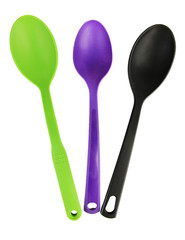 Plastic kitchen utensils isolated on white