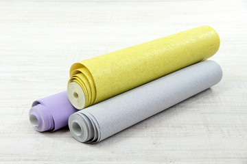 Wallpapers on wooden floor