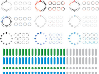 Set of modern preloaders and progress loading bars