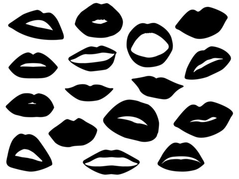 Set of lips illustrated on white