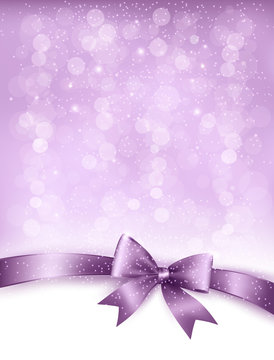 Elegant holiday background with gift bow and ribbon. Vector