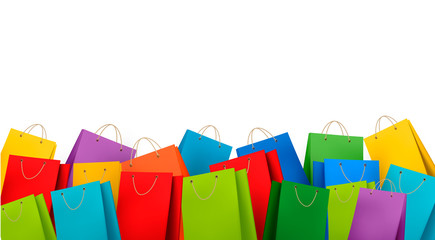 Background with colorful shopping bags. Discount concept. Vector