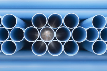 PVC pipes staked in construction site