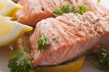 .close up of salmon steak