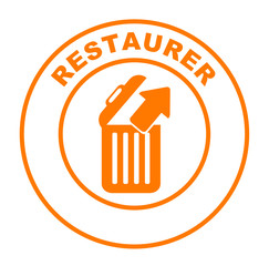 restaurer sur bouton web rond orange