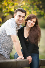 Fototapeta premium Loving couple in the autumn park