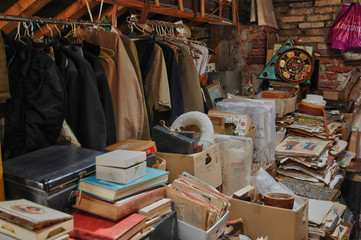 old objects in an attic in Normandie - obrazy, fototapety, plakaty