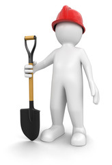 Man and Shovel (clipping path included)