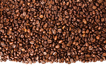 Coffee  beans isolated on white background with copyspace for te