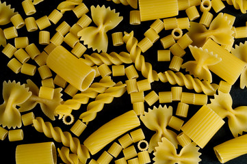Pasta on black background