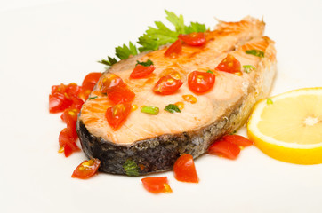 Trancio di salmone arrostito e condito