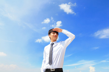 business man looking away to copy space