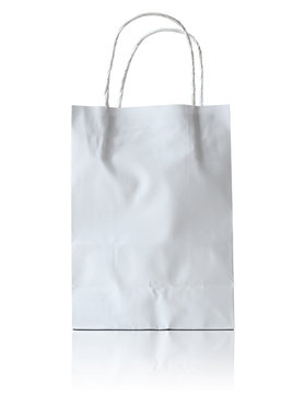 white paper bag isolated on white background